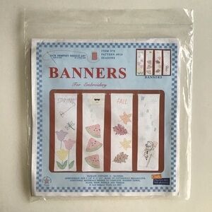 Jack Dempsey Stamped Embroidery 4 Banners 5.25x17.5 USA Opened 3 SEASONS *NOTE*